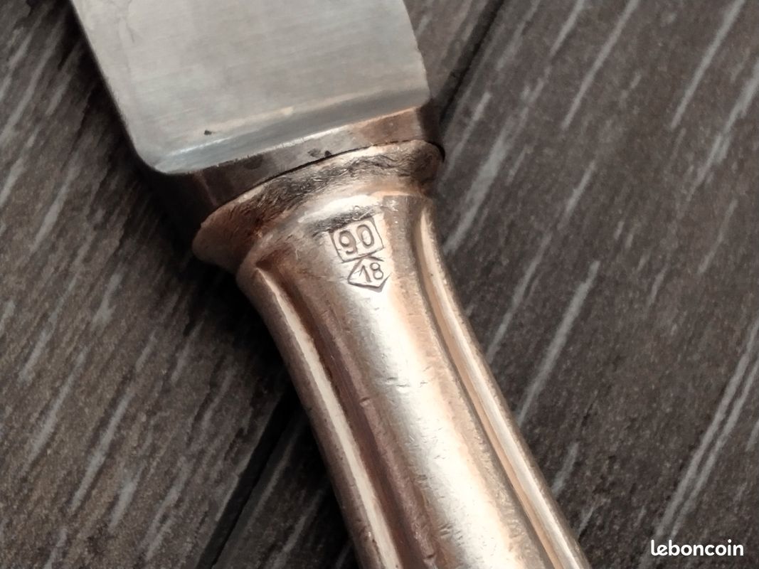 Lot De Couteaux à Dessert Anciens - 9 Lames Acier Et 5 Lames Argent - État Satisfaisant