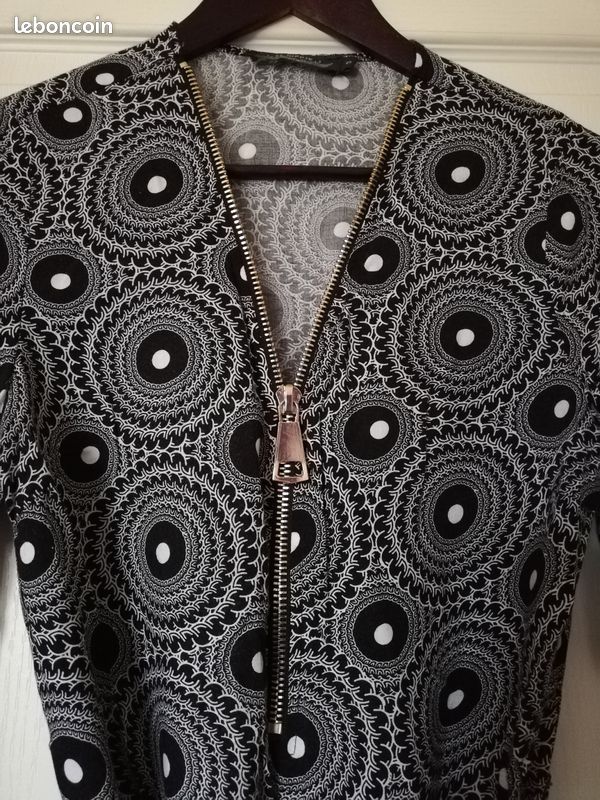 Tunique longue grise et noire avec ceinture (image 2)