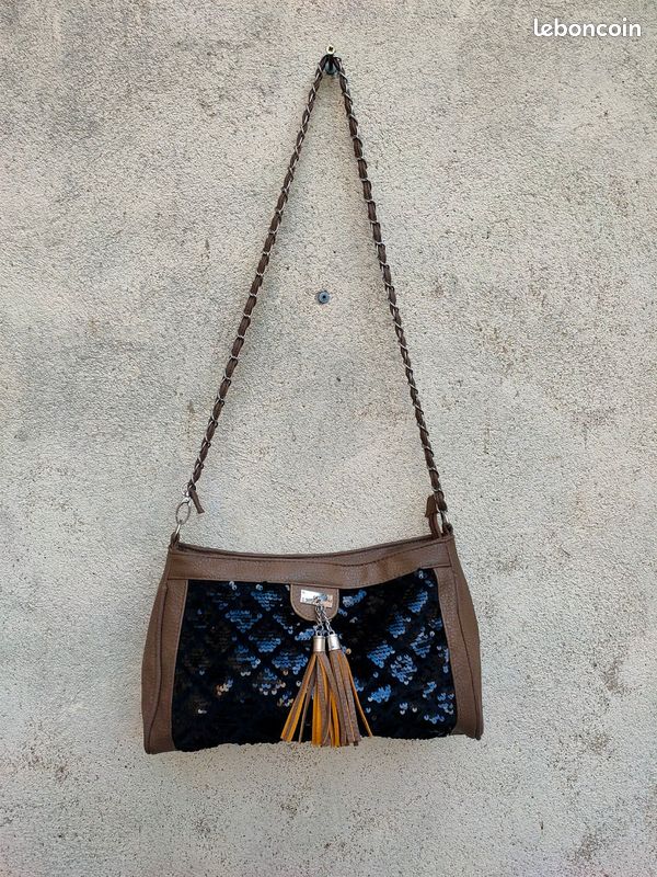 Sac a main marron et noir Accessoires Bagagerie