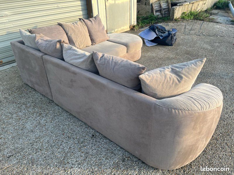 Canapé d’angle gris / beige / taupe (image 2)