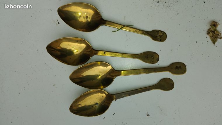 Cuillère vintage en argent sterling Daniel & Arter, style feuille d'acanthe - France