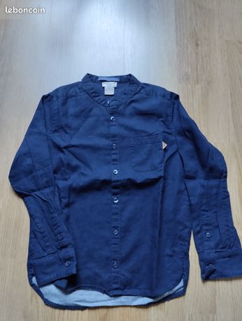 Chemise Garçon Cyrillus Coton Bleu Taille 8 Ans (128) - état Parfait