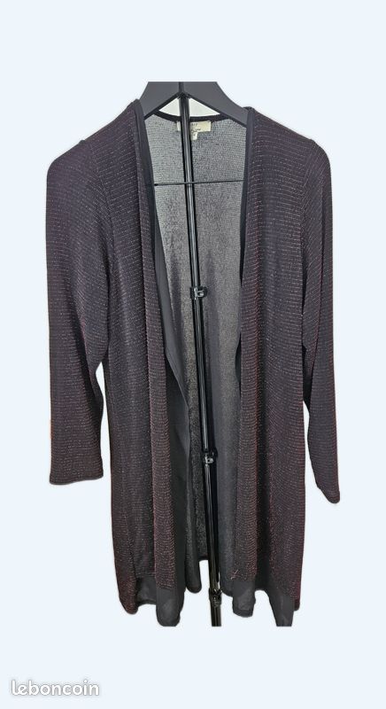 Gilet ample JMP noir rouge paillettes 48 (alival) Vêtements