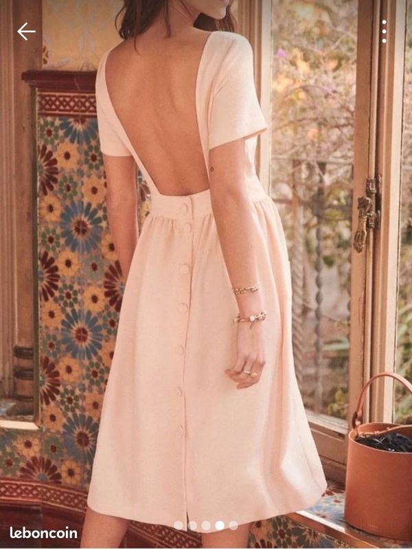 Backless Robe Dos Nu Sezane Robe Ortia Ecru Polyester Recyclé Sézane