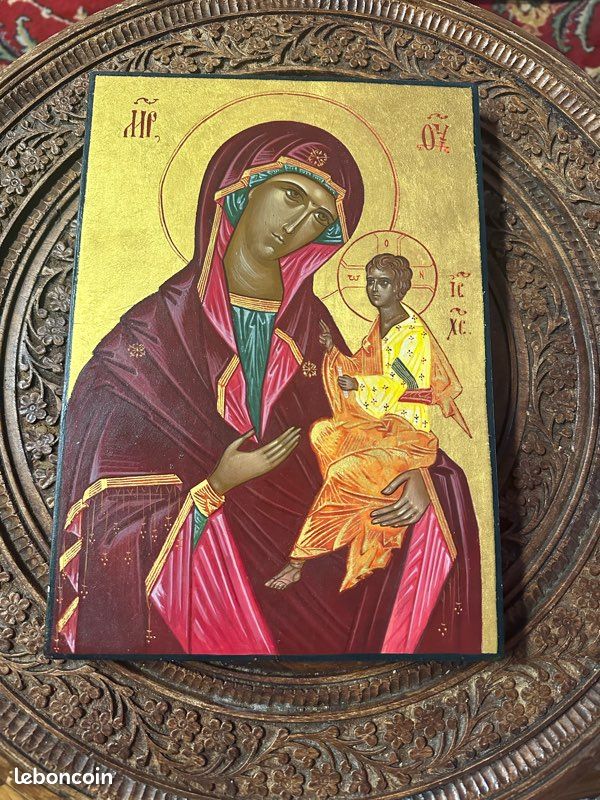 Icône byzantine orthodoxe peinte main (image 2)