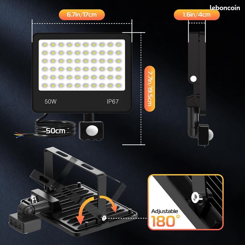 YIQIBRO 50W LED Outdoor Spotlight 50 W 5000 lm 6500 K