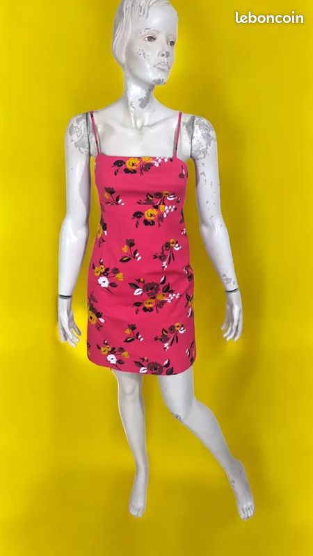 💕 Caroll Taille 36 💕 Superbe robe bretelles doublée rouge coton