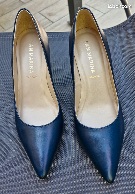 Deals Escarpins Escarpin Cuir Bleu Marine Escarpins Cuir Escarpin