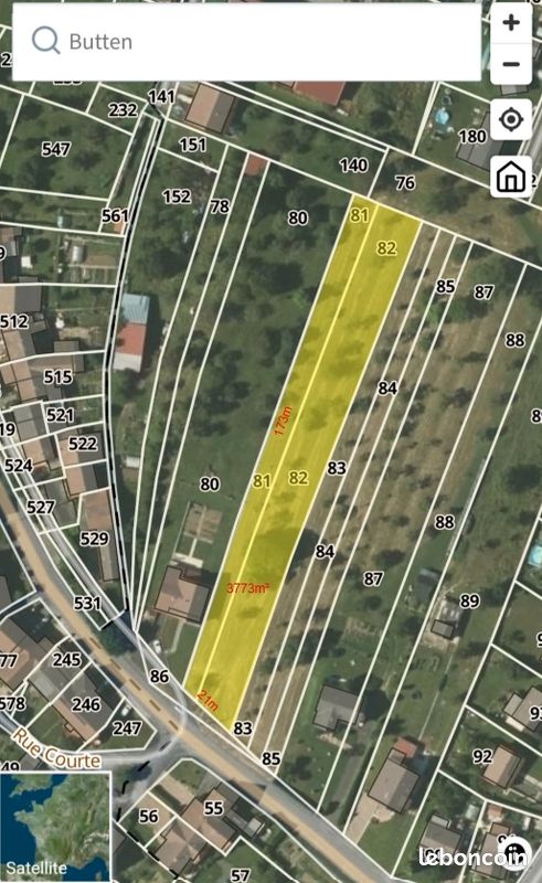 Terrain constructible de 37,73 ares à Butten · 54 000 €