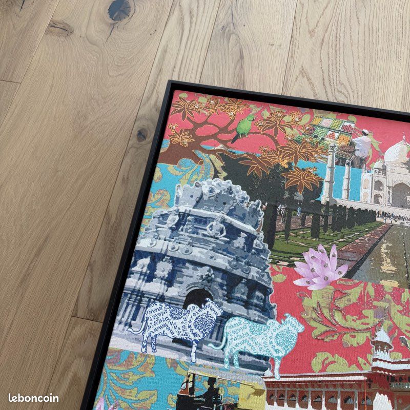 Grand tableau encadré Inde Taj Mahal – toile en relief avec perles (image 6)