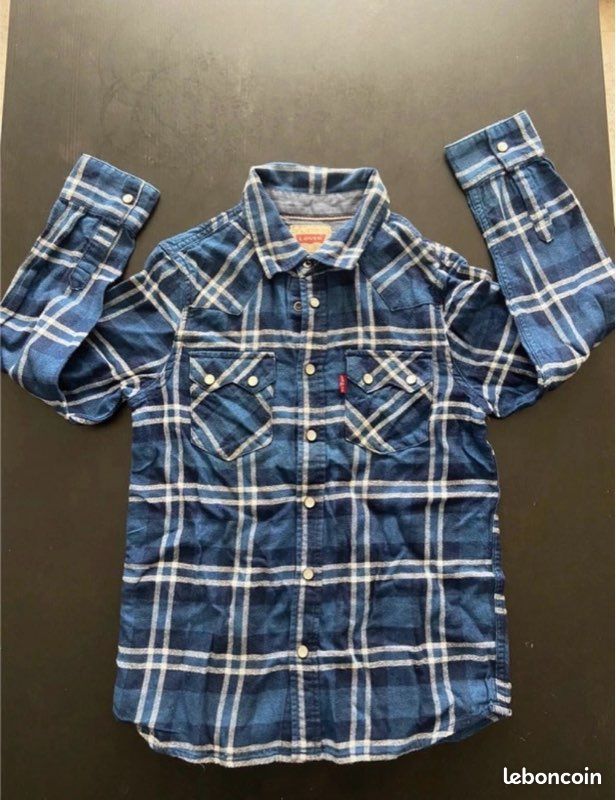 Chemise de marque Levi’s,Bleu-Multicolore, Motif, 10 ans (image 1)