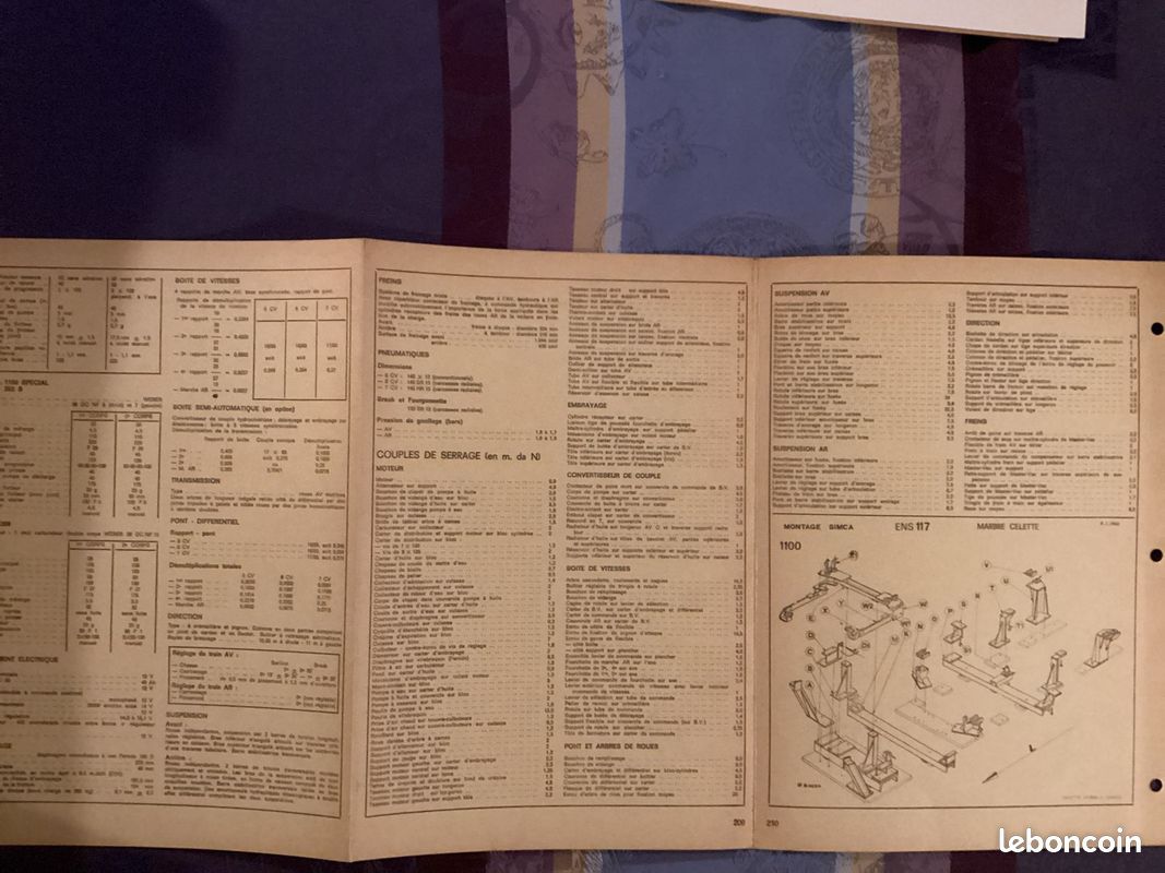 Simca 1100 et 1100 spécial / fiche technique d’atelier (image 3)