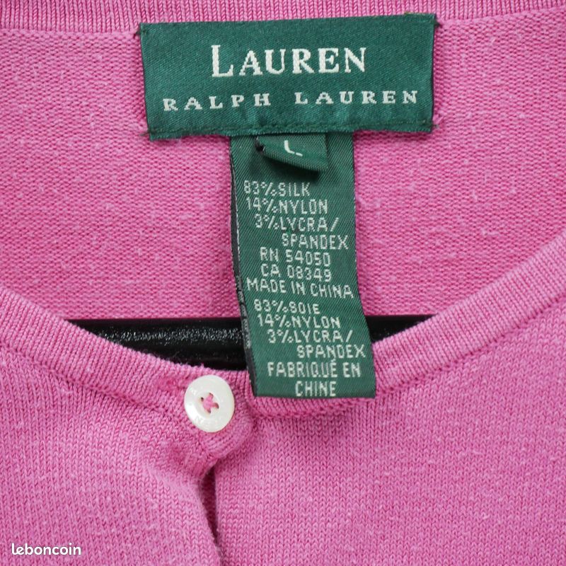 Lauren Ralph Lauren Gilet cardigan en soie Femme Taille L Rose