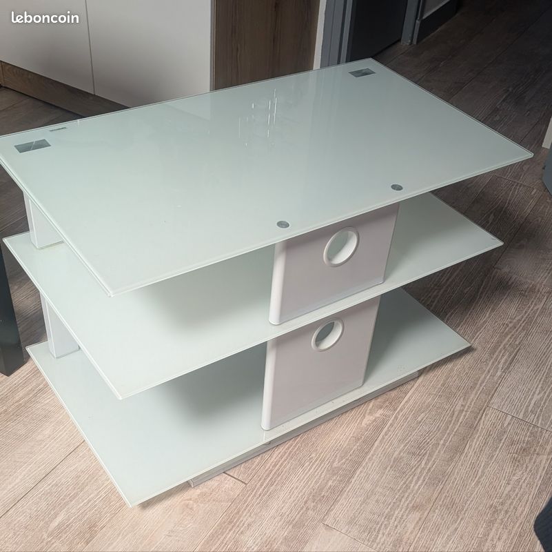 Meuble tv en verre couleur blanche (image 2)