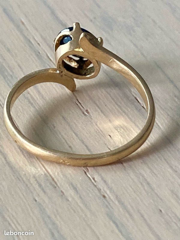 Bague solitaire Or 18K (750) & saphir bleu nuit — Élégante & Poinçonnée (image 8)