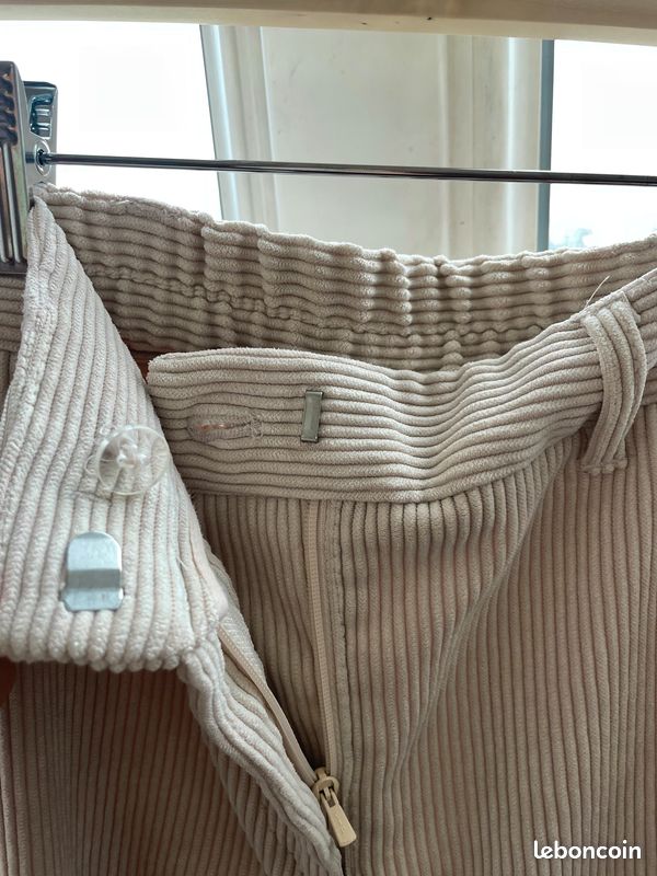 Pantalon large en velours côtelé beige (image 5)