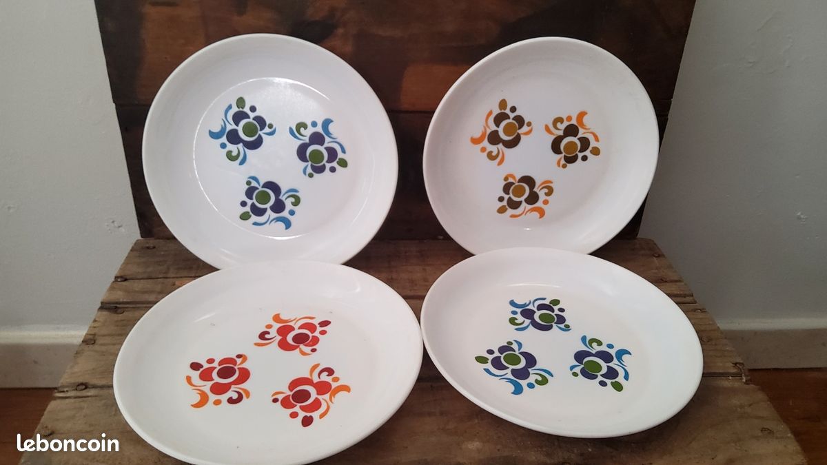 Lot De 6 Assiettes Creuses Arcopal Lotus Vintage – Années 70 – Porcelaine Comme Neuves