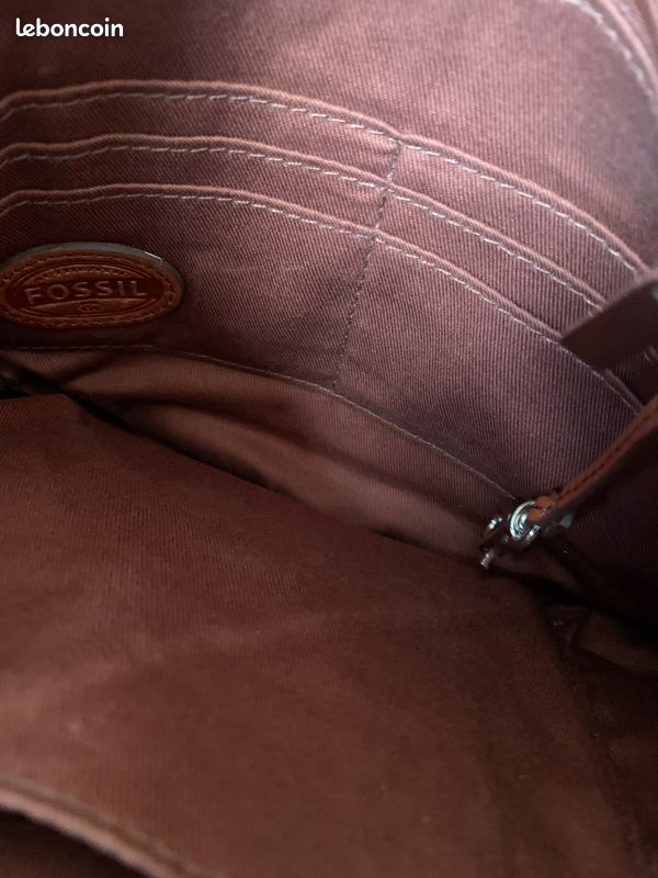 Sac bandoulière fossil avec cuir marron (image 4)