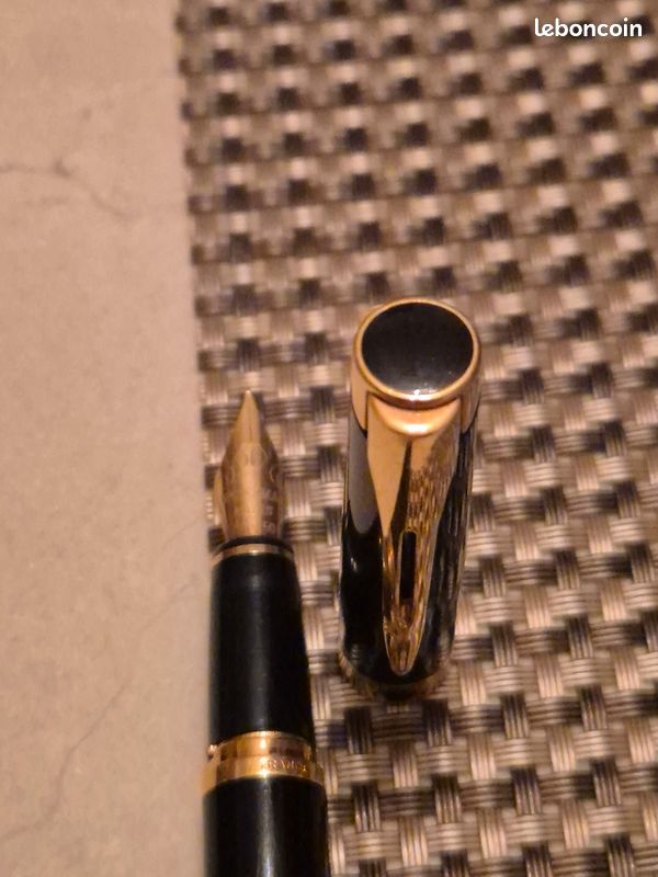 Stylo Plume Waterman Étalon - Laque Noire, Plume Or Massif 18 Carats - Occasion De Collection