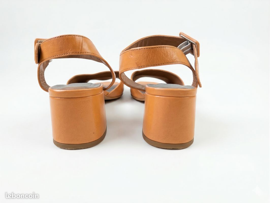 Sandales Ravel Orange, Talon Aiguille, Bout Rond, Cuir, Taille 37 (UK 4), Occasion