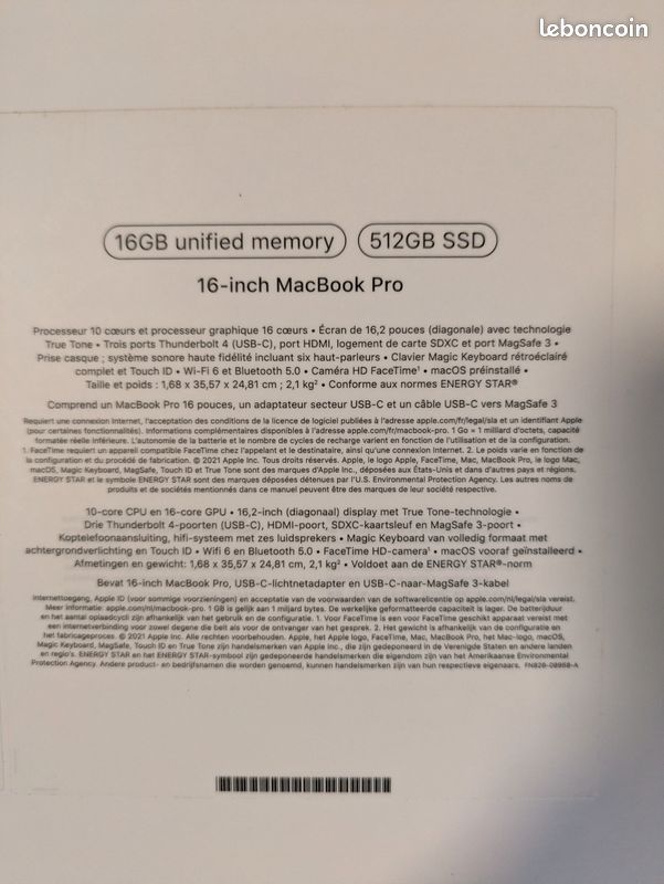 Boîte MacBook Pro 16 pouces (image 3)