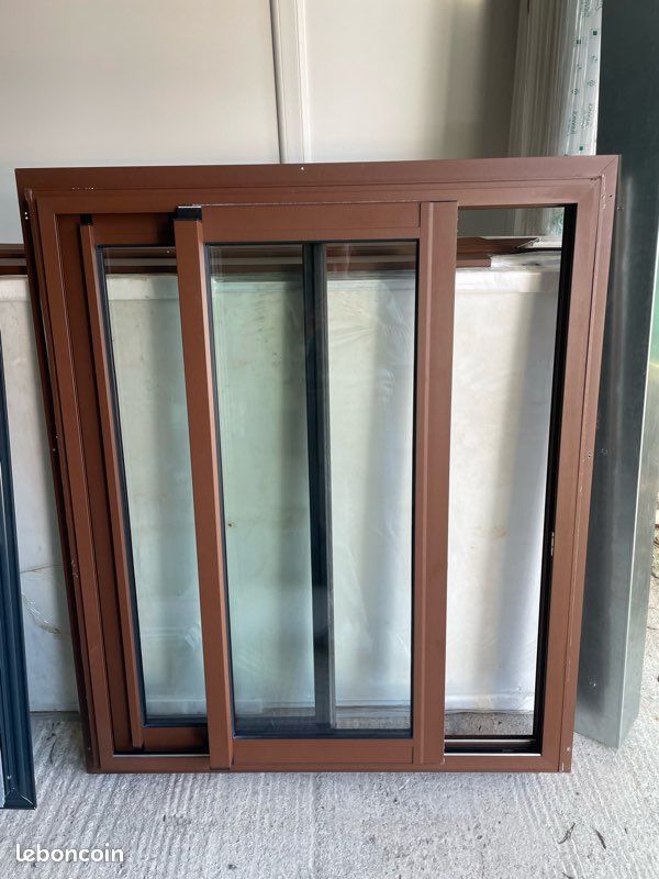 Fenêtre coulissante marron double vitrage 108x128 cm (image 4)