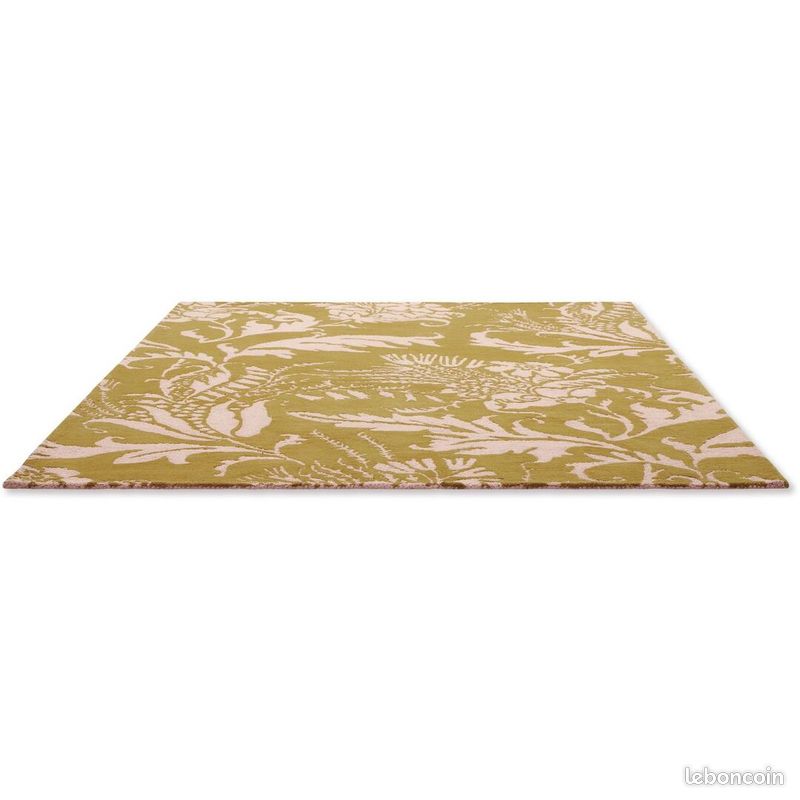 Tapis floral laine tufté main moderne Baroque Jaune 140x200 (image 3)