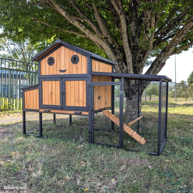 IDMarket Poulailler Toit Plat Sur Pilotis Avec Pondoir - Bois, Jusqu'à 6 Poules, Rampe D'Accès Et Tiroir Déjection