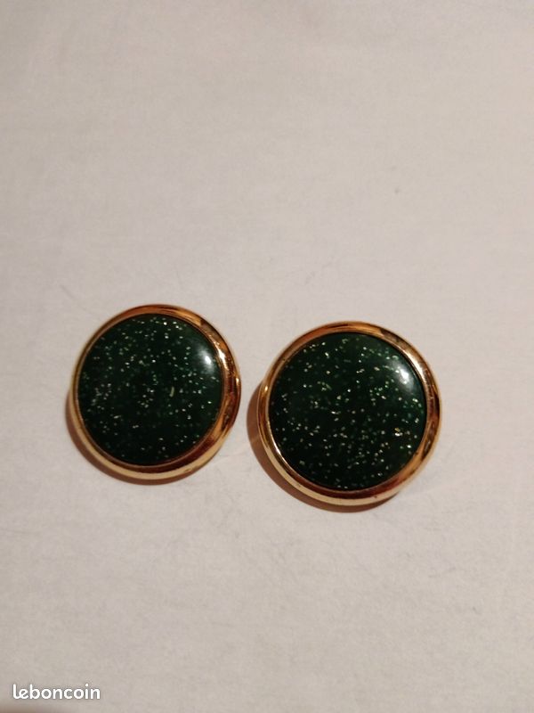 Boucles D'oreilles Clips Vintage - Bouton Strié Couleur Or - Bijou Fantaisie - *1737