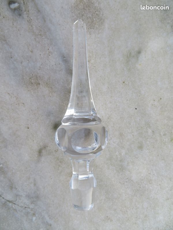 VINTAGE - Ancien grand bouchon de carafe en cristal taillé de forme pointu - FRANCE (XXé) (image 3)