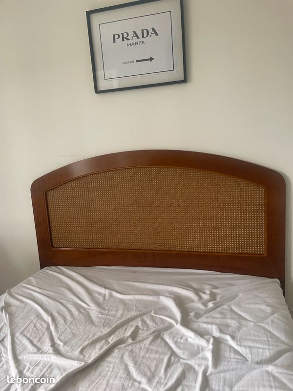 Tête de lit vintage en rotin France années 1970 (image 2)
