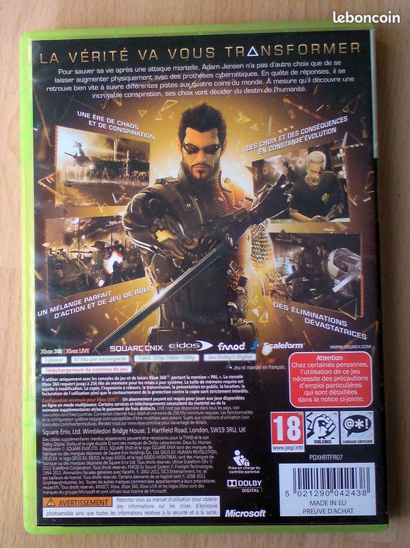 Jeu XBOX 360 Deus Ex (image 2)