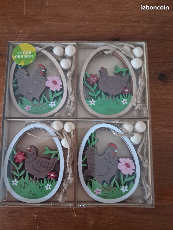 Blocs en bois bricolage de Pâques en bois avec corde de ficelle 10
