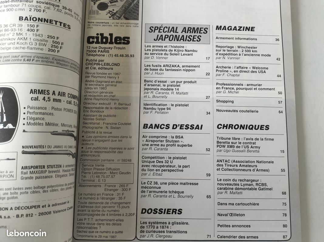 Cibles 207 - Les armes japonaises ( Juin 1987 ) (image 2)