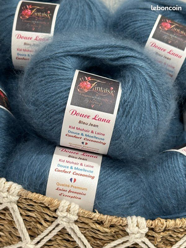 Laine et kid mohair Douce Lana bleu jean 16 pelotes de 50g 145m (image 9)