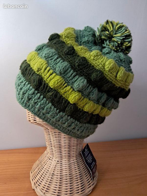 Bonnet femme hiver 100% laine fait main tu (image 1)