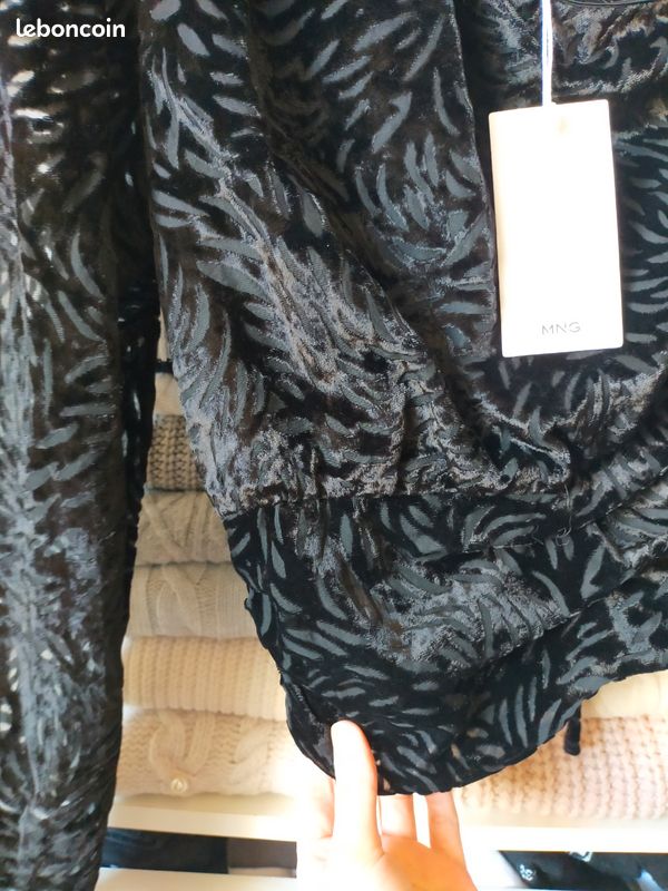 Haut habillé transparent velour noir femme Mango XS / S Neuf avec étiquettes (image 6)