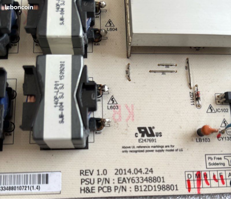 Carte d'alimentation EAY63989802 LGP55C-15OP carte d'alimentation d'origine pour LG OLED PCB-55EG910T TV d'alimentation 55EG9par UB 55EG9par CB  44