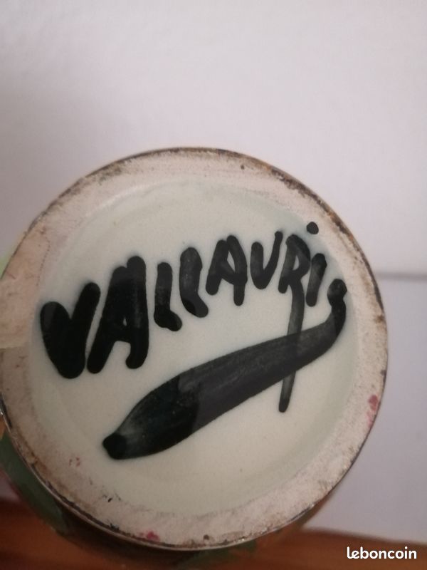 Vase Vallauris vintage à décors floraux multicolore (image 4)