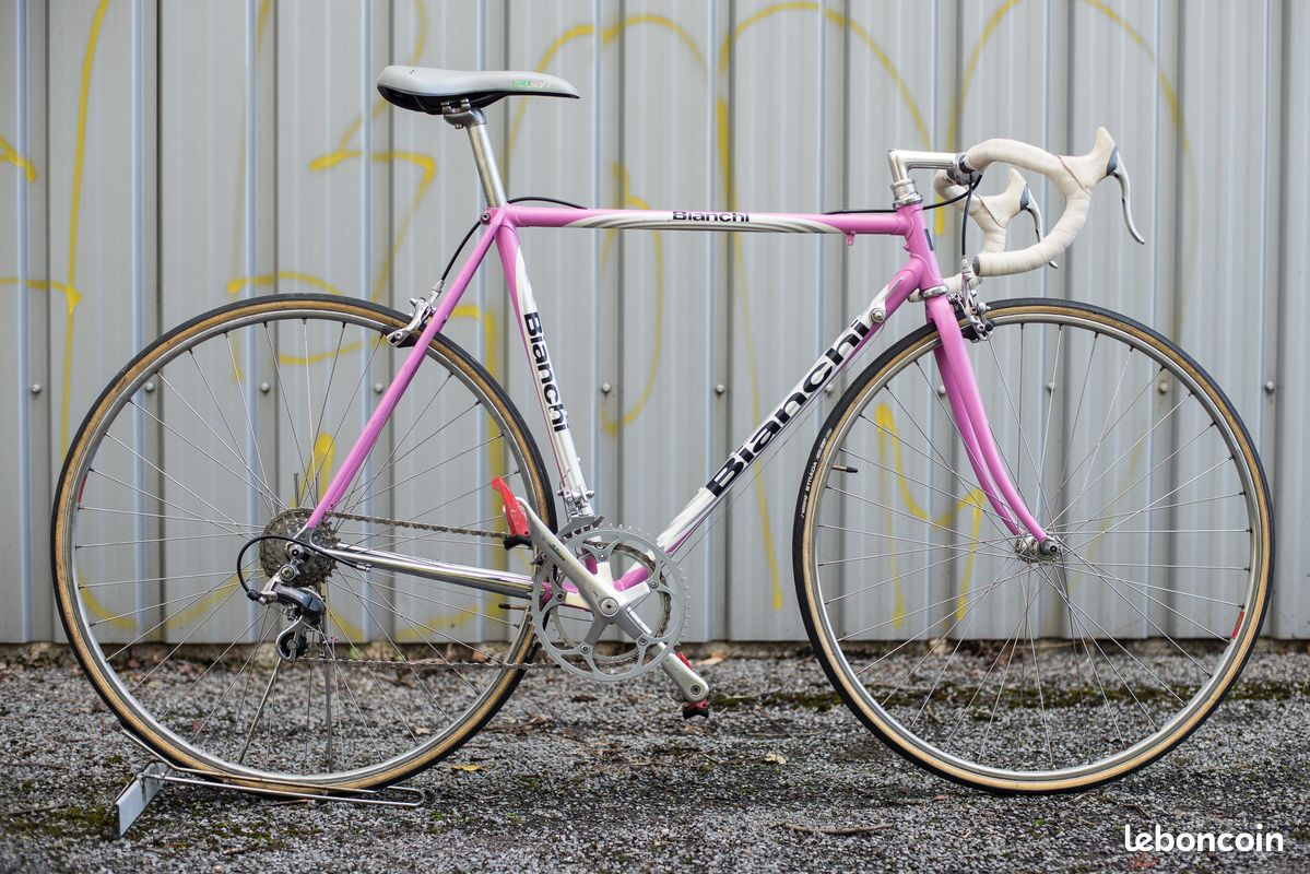 Cadre Vélo De Route Vintage BIANCHI - Taille 59 Cm, Tubes Columbus Aelle, Roues 700c - OCCASION (état Correct)