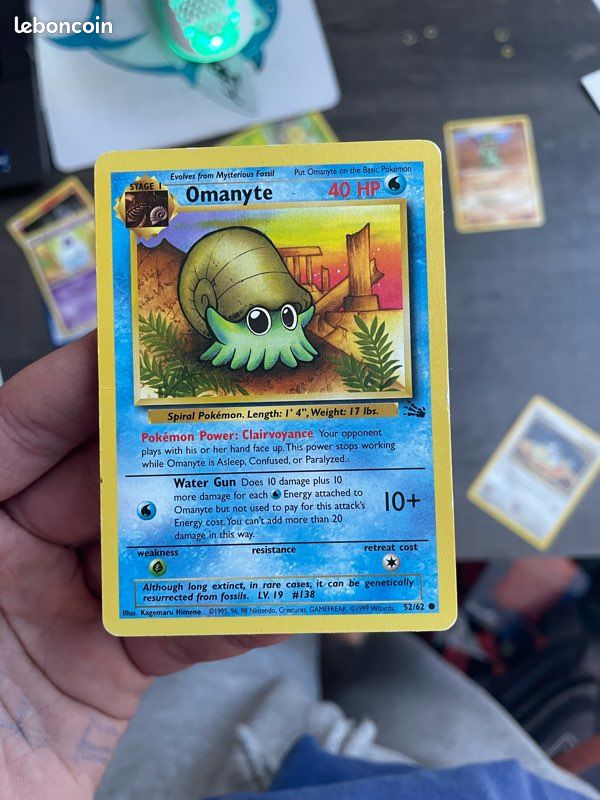1995 omanyte pokemon card value Omanyte 52/62 Première édition, 1995
