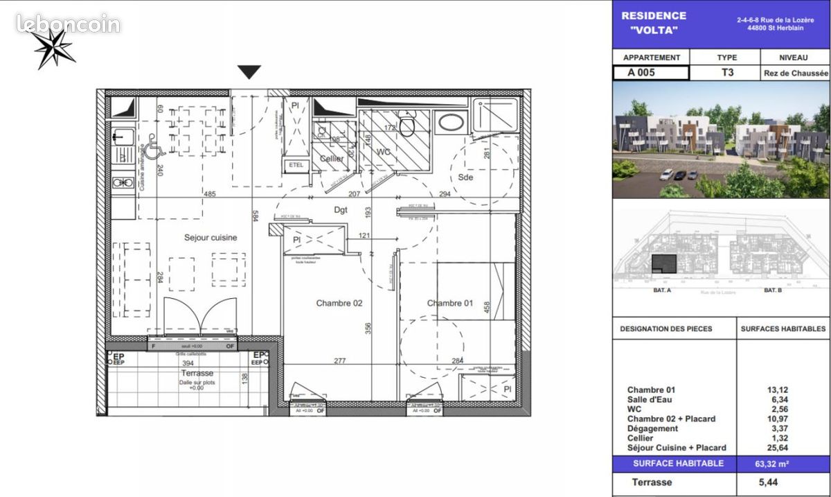 Appartement a louer saint-herblain - 3 pièce(s) - 63 m2 - Surfyn