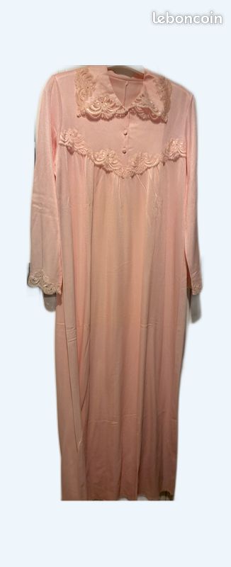 Chemise De Nuit Vintage Rose - Taille 42/44, 100% Coton/polyester, Neuve Sans étiquettes, Marque Pétunia