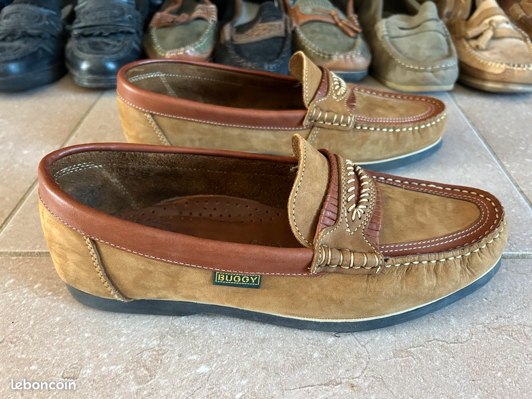 444 Mocassins en cuir marron : Buggy. Taille 43. Très très bon état. (016) (image 8)