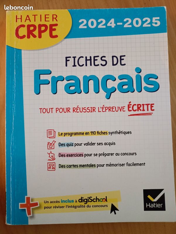 CRPE écrit : fiches Francais 2024-2025 (image 1)