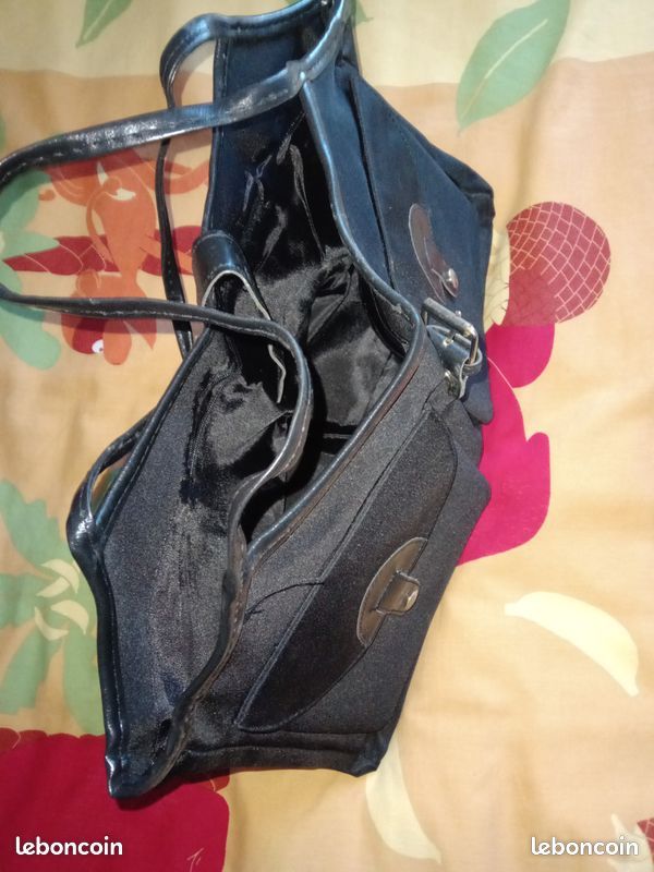 Sac à main toile noir 41x23 m neuf (image 2)