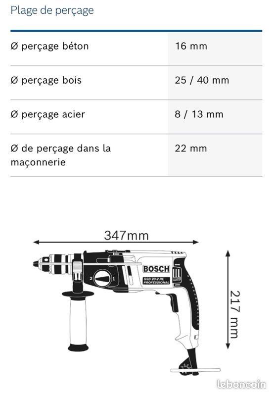 Perceuse BOSCH GSB 20-2 RE (image 2)