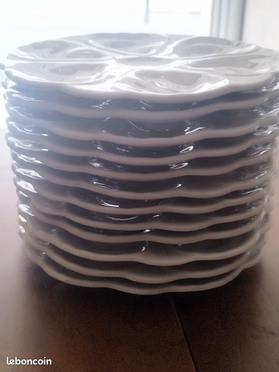 Assiette à Huîtres Plastique 12 Places - 31cm Diamètre - Fabriqué En France - Pratique Pour Fruits De Mer