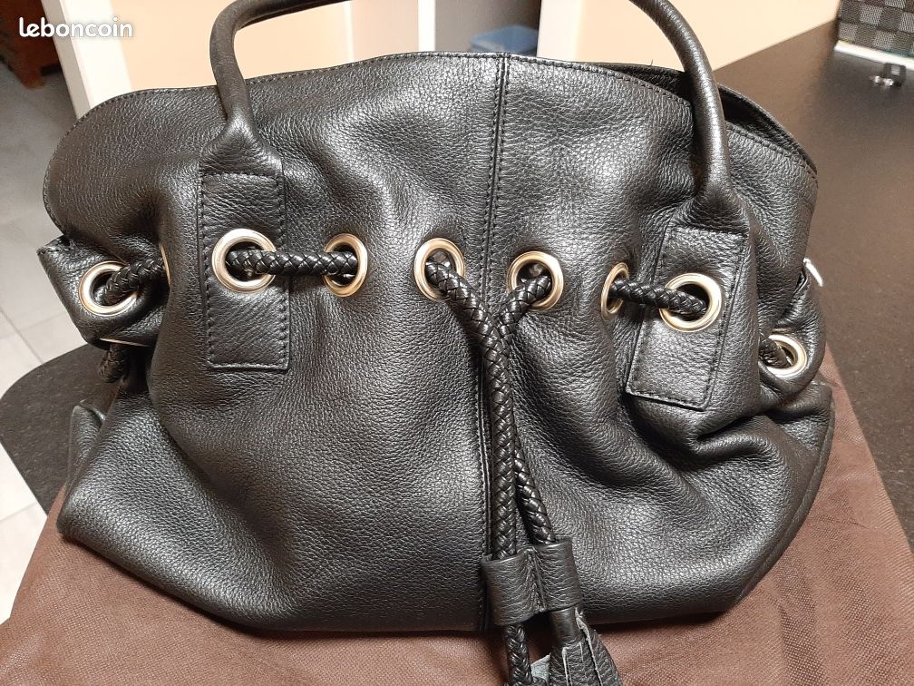 Sac en cuir noir "ETRIER" (image 3)