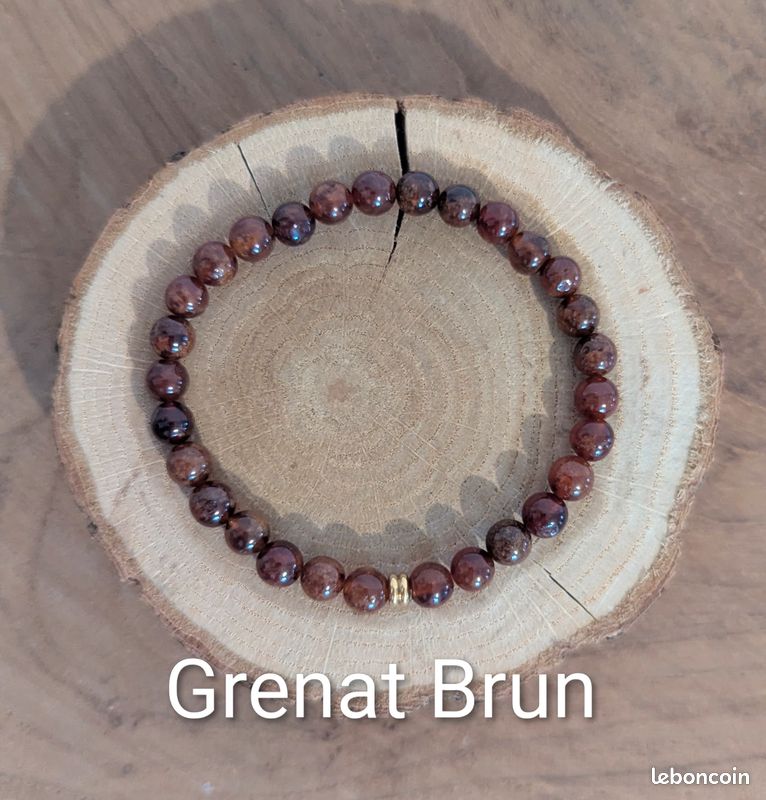 Bracelet En Pierres Naturelles De Grenat - Vert - Lithothérapie - Neuf Avec Emballage
